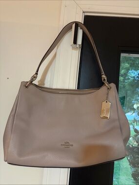 Coach Pebble Leather Shoulder Bag in Taupe Gray